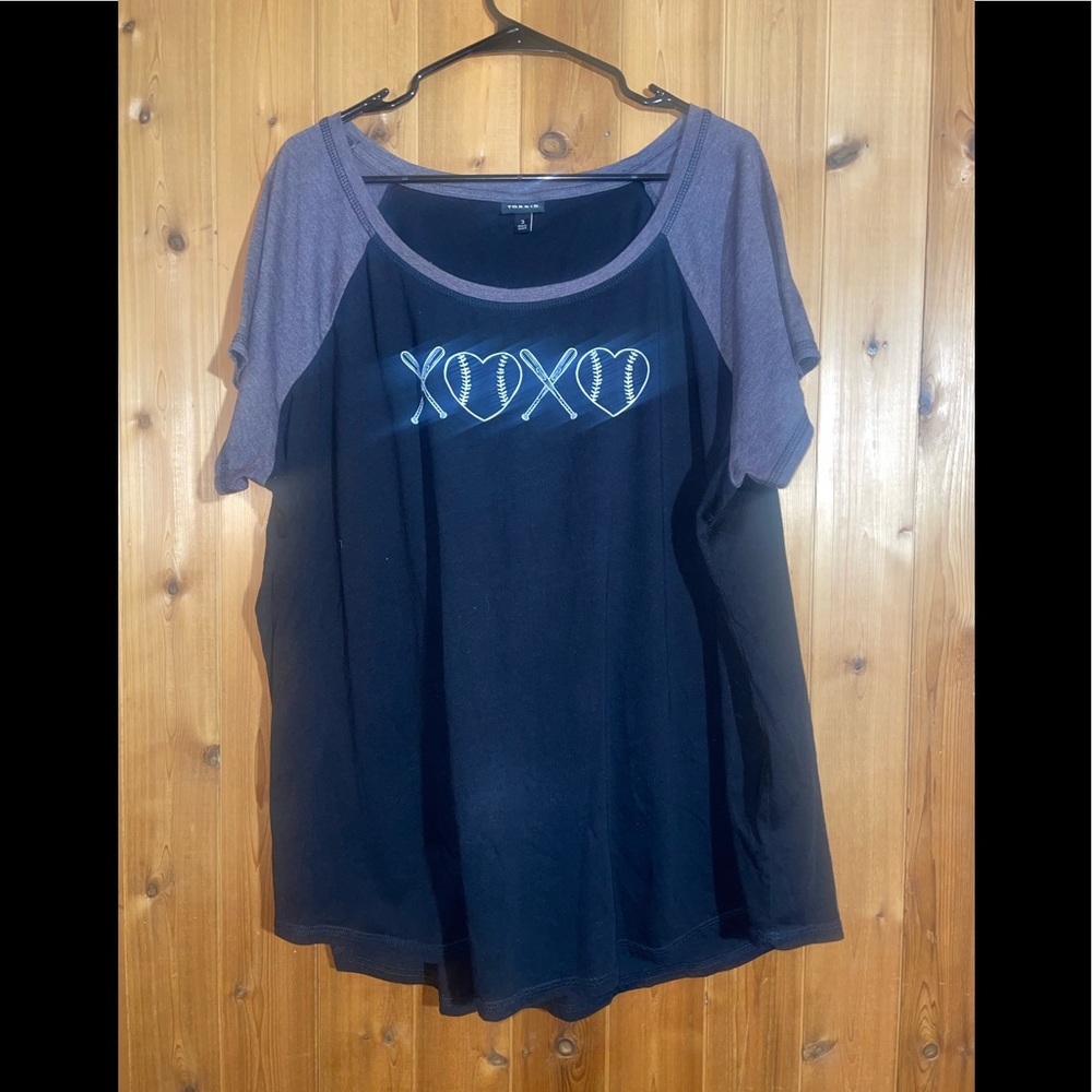 Torrid Black Graphic Baseball Bats & Hearts Graphic T-Shirt Womens Size 3X